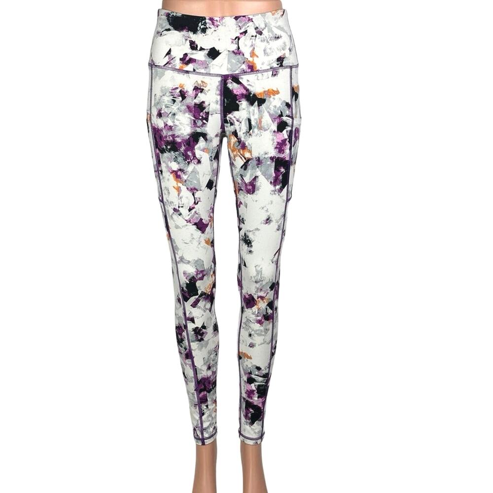 IUGA Pockets Printed Crystal Purple Abstract Print Pocket Yoga Leggings Size S